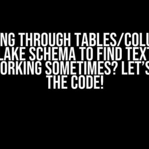 Iterating through Tables/Columns in Snowflake Schema to Find Text Value Only Working Sometimes? Let’s Crack the Code!